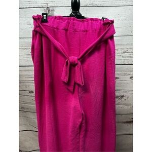 Heimishu U.S.A. 1X pink flowy pants with stretchy waist and‎ tie - 2970
